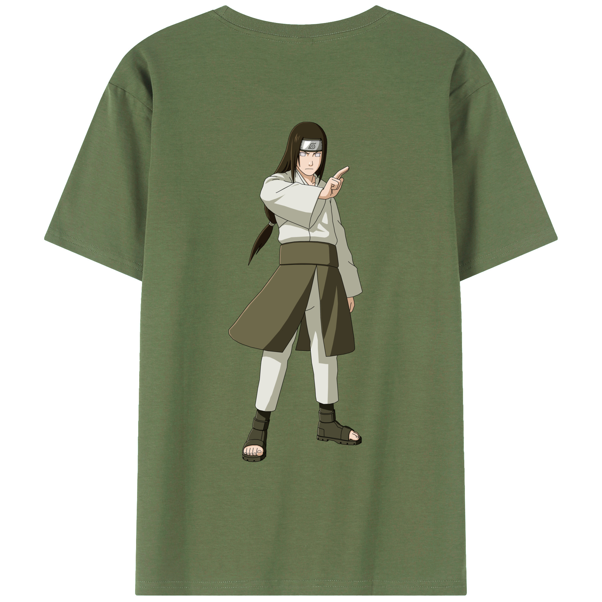 （画像用） NARUTO -ナルト- 日向ネジ Hyūga Neji 綿100％ メンズ半袖Tシャツ（バックプリント） 通気性